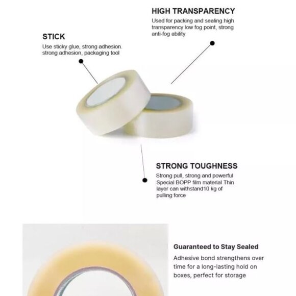 6 ROLLS 2" x 110 Yards (330ft) Clear Carton Sealing Packing Package Tape- 2Mil - Picture 3 of 4